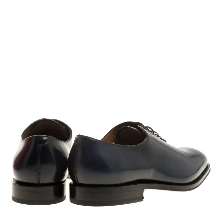 Pre Owned Salvatore Ferragamo Oxford Blue Leather Carmelo Oxfords Size 45