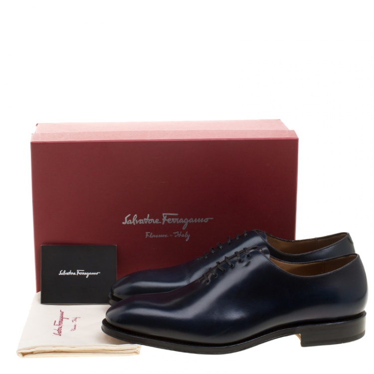 Pre Owned Salvatore Ferragamo Oxford Blue Leather Carmelo Oxfords Size 45