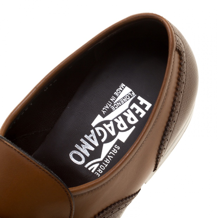 Pre Owned Salvatore Ferragamo Brown Leather Liverpool Monk Strap Loafers Size 42