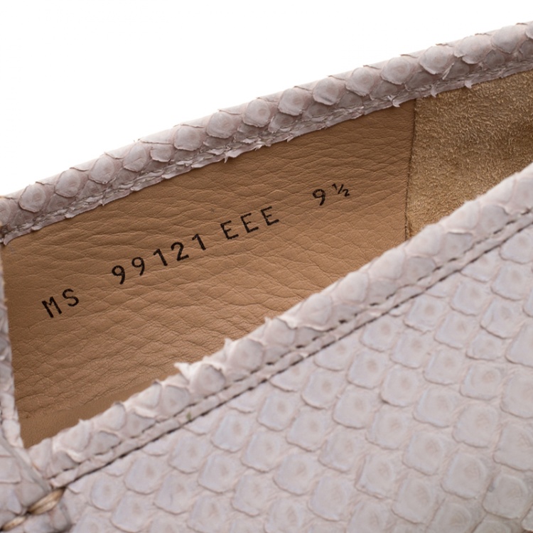 مملوكة مسبقًا Salvatore Ferragamo Cream Python Leather Mason Gancio Bit Loafers Size 43.5