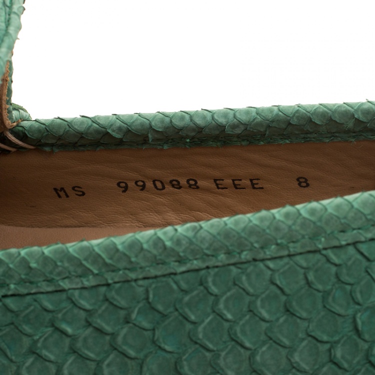 Pre Owned Salvatore Ferragamo Green Python Leather Mason Loafers Size 42