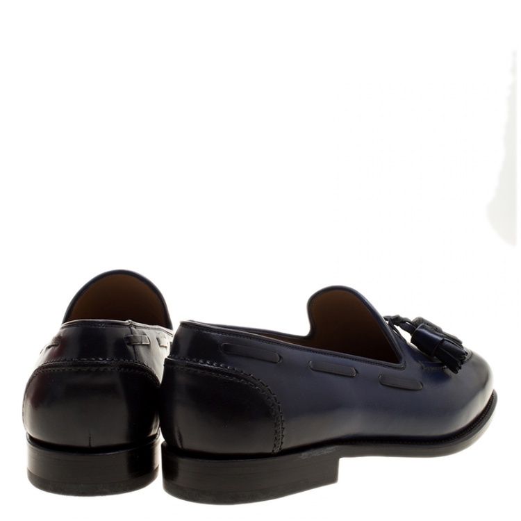 Pre Owned Salvatore Ferragamo Blue Leather Loreno Tassel Loafers Size 42