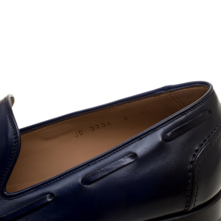 Pre Owned Salvatore Ferragamo Blue Leather Loreno Tassel Loafers Size 42