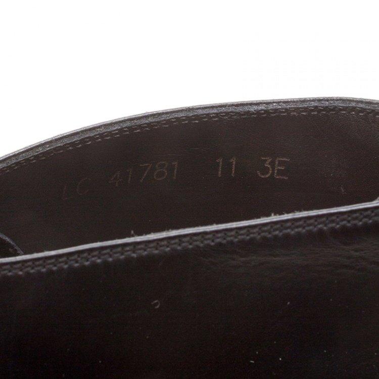 Pre Owned Salvatore Ferragamo Black Brogue Leather Gaiano Wing Tip Ankle Boots Size 45