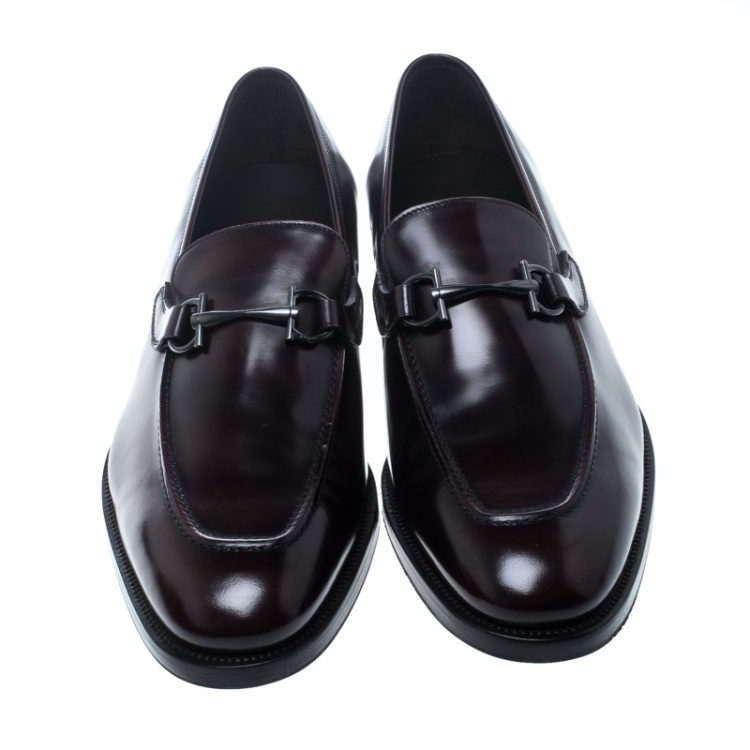 Pre Owned Salvatore Ferragamo Prune Brown Panfilo Loafers Size 44.5