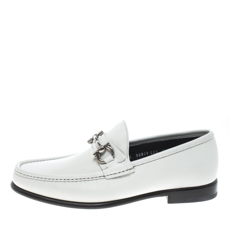 Salvatore Ferragamo White Leather Mason Loafers Size 42.5 Salvatore  Ferragamo