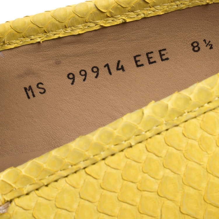 Pre Owned Salvatore Ferragamo Yellow Python Mason Loafers Size 42.5