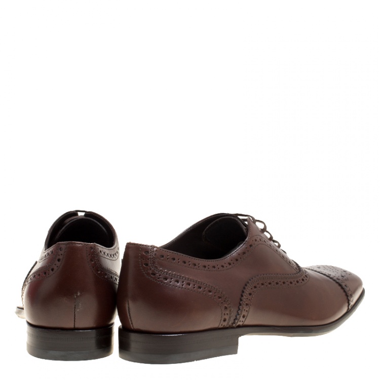 مملوكة مسبقًا Salvatore Ferragamo Brown Leather Brogue Oxfords Size 41.5
