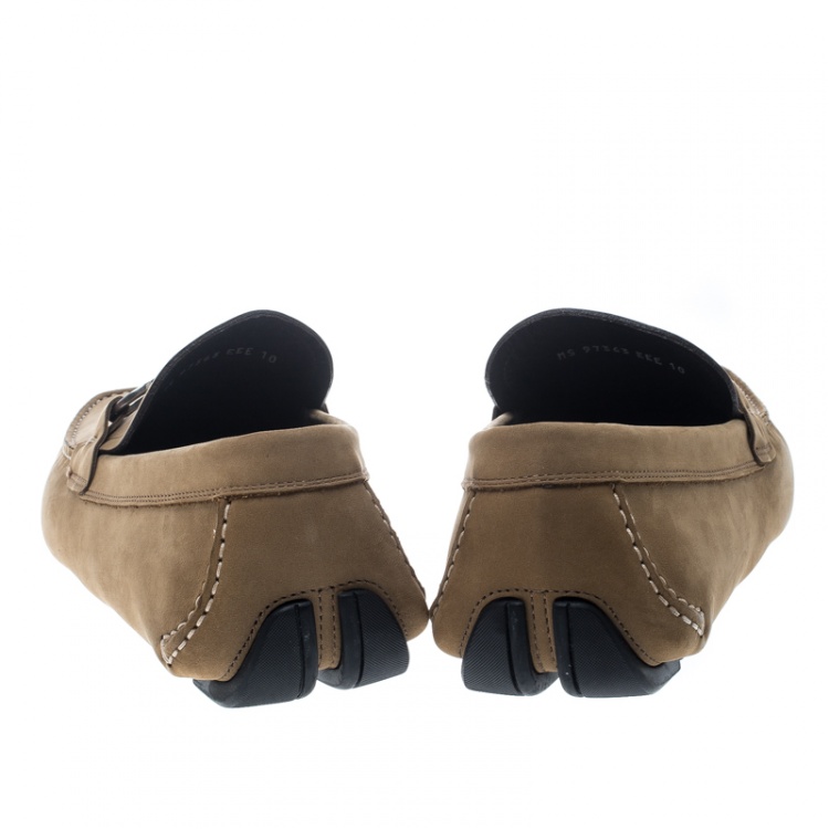 مملوكة مسبقًا Salvatore Ferragamo Dark Beige Nubuck Londra Loafers Size 42