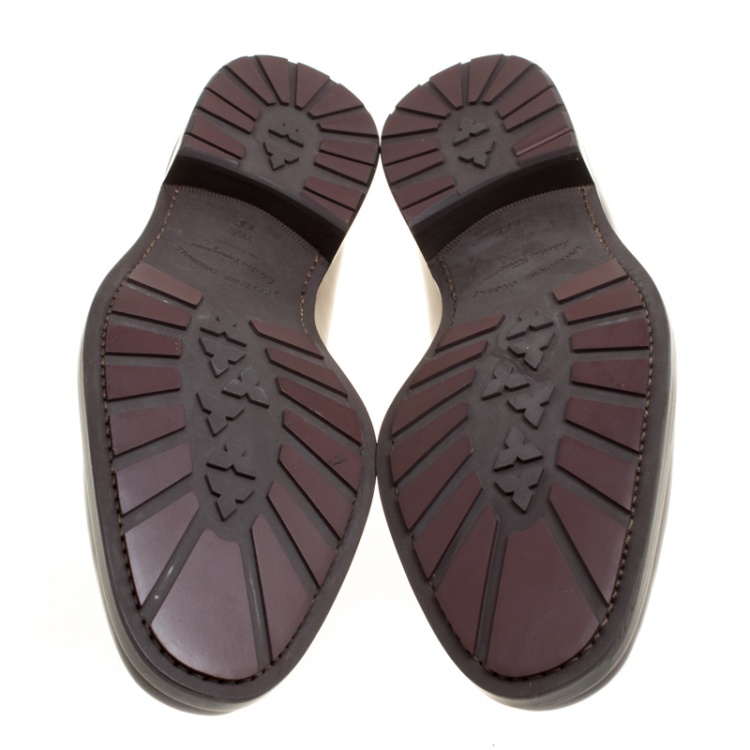 Pre Owned Salvatore Ferragamo Wine Leather Panfilo Loafers Size 42.5