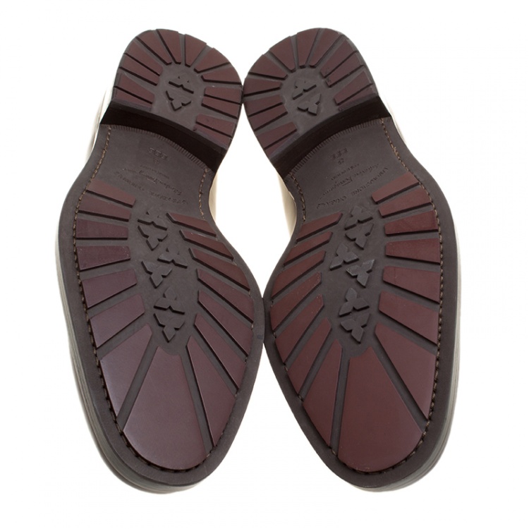 Pre Owned Salvatore Ferragamo Wine Leather Panfilo Loafers Size 42