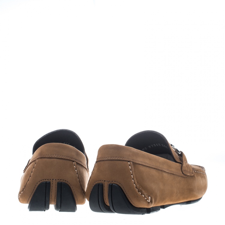 Pre Owned Salvatore Ferragamo Dark Beige Nubuck Londra Loafers Size 41