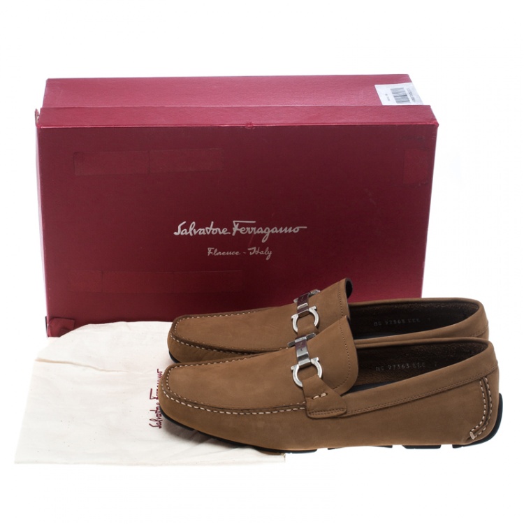 Pre Owned Salvatore Ferragamo Dark Beige Nubuck Londra Loafers Size 41