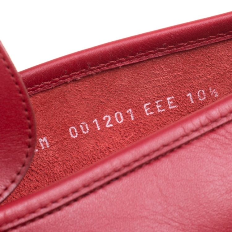 Pre Owned Salvatore Ferragamo Red Leather Giordano Moccassins Size 44.5