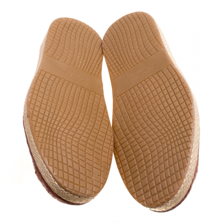 Pre Owned Salvatore Ferragamo Cognac Crocodile Leather Lampedusa Espadrilles Size 43.5