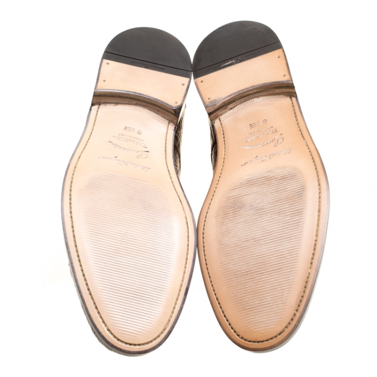 مملوكة مسبقًا Salvatore Ferragamo Mocca Crocodile Leather Nordland Derby Size 42