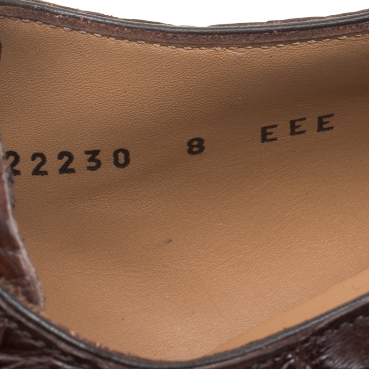مملوكة مسبقًا Salvatore Ferragamo Mocca Crocodile Leather Nordland Derby Size 42