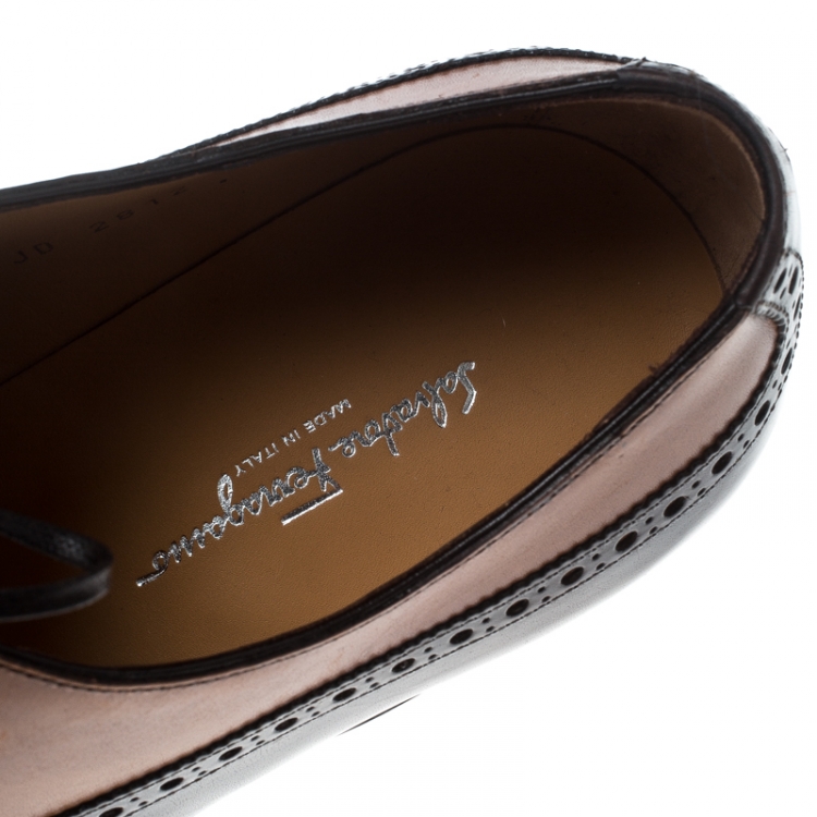 Pre Owned Salvatore Ferragamo Special Edition Two Tone Brogue Leather Oxfords Size 43.5