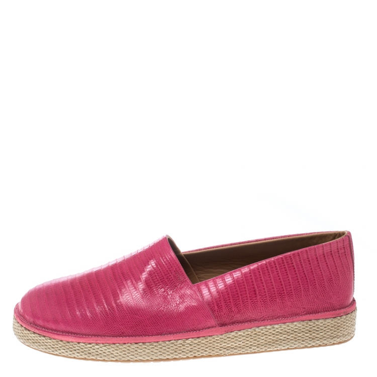 Pre Owned Salvatore Ferragamo Pink Lizard Leather Lampedusa Espadrilles Size 44