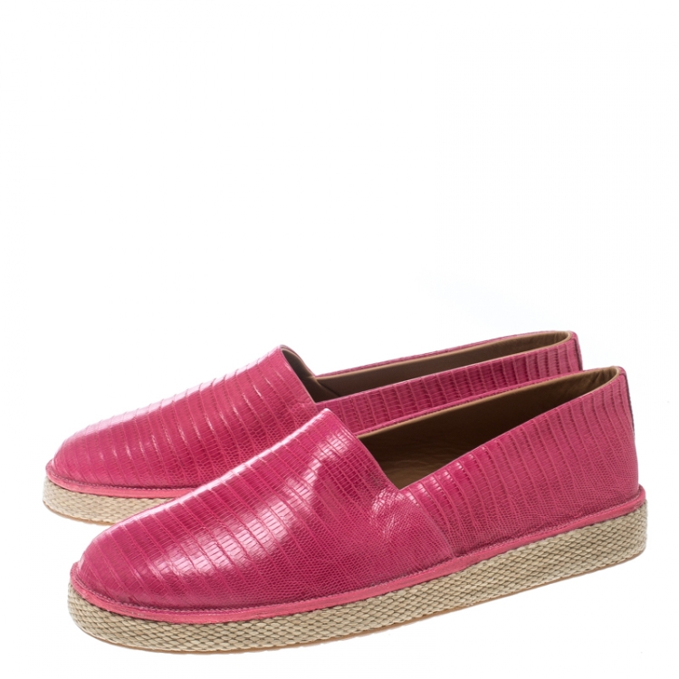Pre Owned Salvatore Ferragamo Pink Lizard Leather Lampedusa Espadrilles Size 44