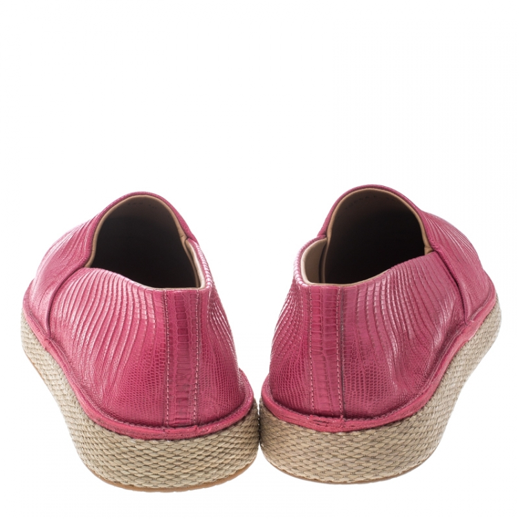 Pre Owned Salvatore Ferragamo Pink Lizard Leather Lampedusa Espadrilles Size 44