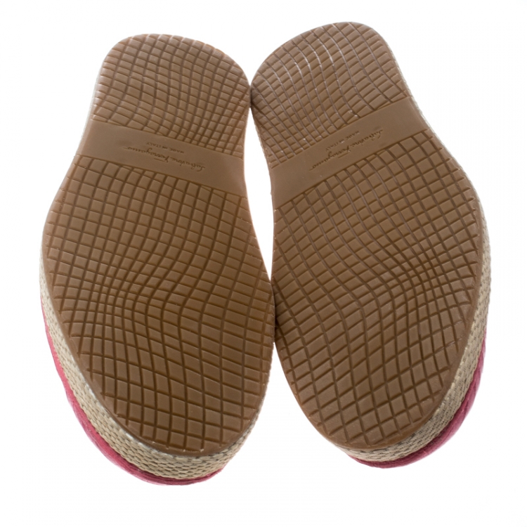 Pre Owned Salvatore Ferragamo Pink Lizard Leather Lampedusa Espadrilles Size 44