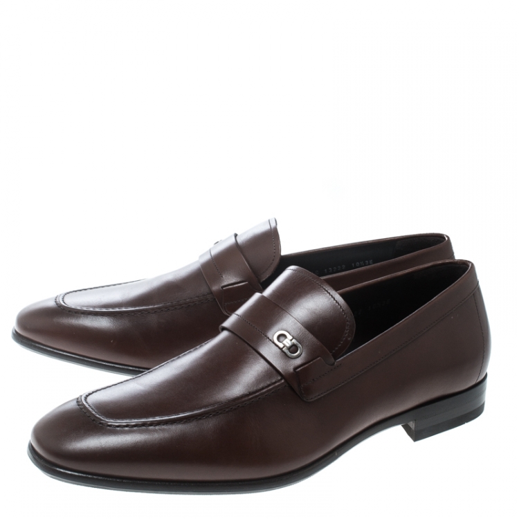 Pre Owned Salvatore Ferragamo Brown Leather Paros Loafers Size 44.5