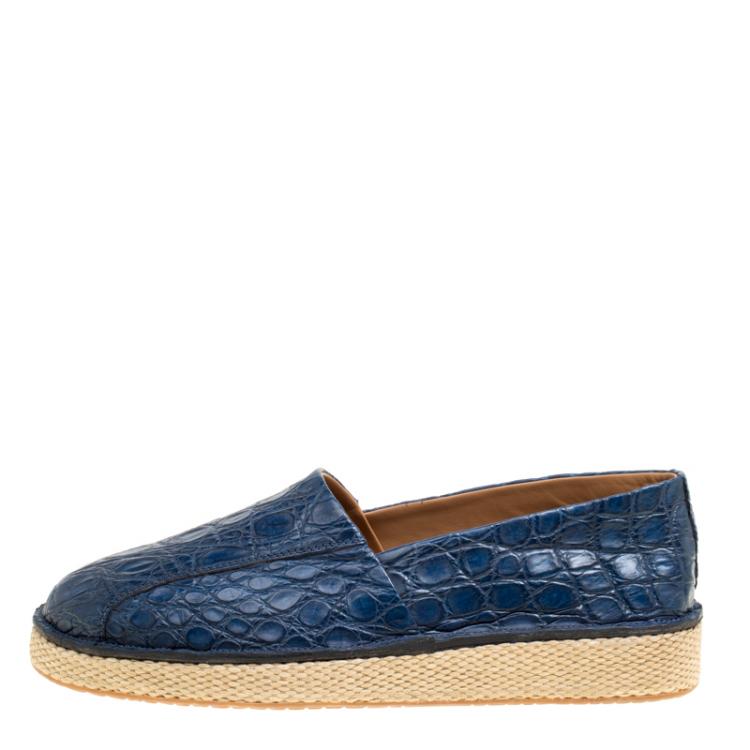 Pre Owned Salvatore Ferragamo Blue Crocodile Leather Lampedusa Espadrilles Size 43