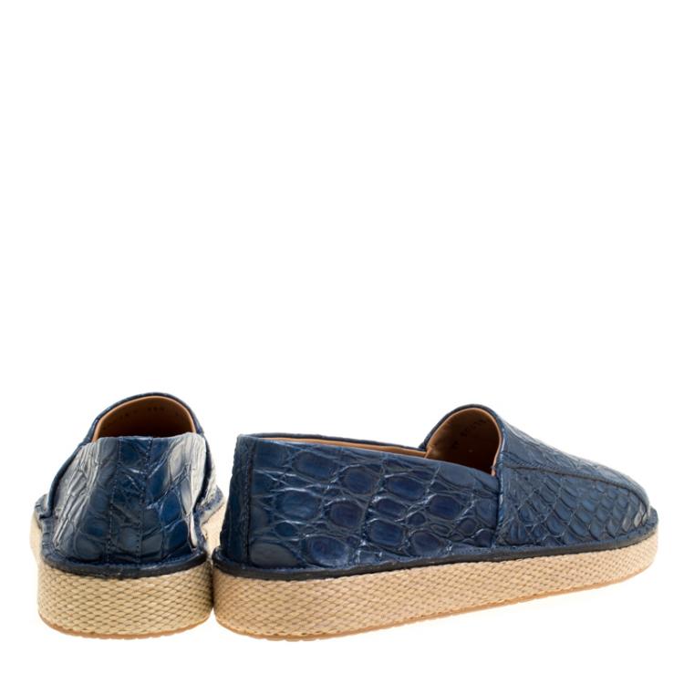 Pre Owned Salvatore Ferragamo Blue Crocodile Leather Lampedusa Espadrilles Size 43