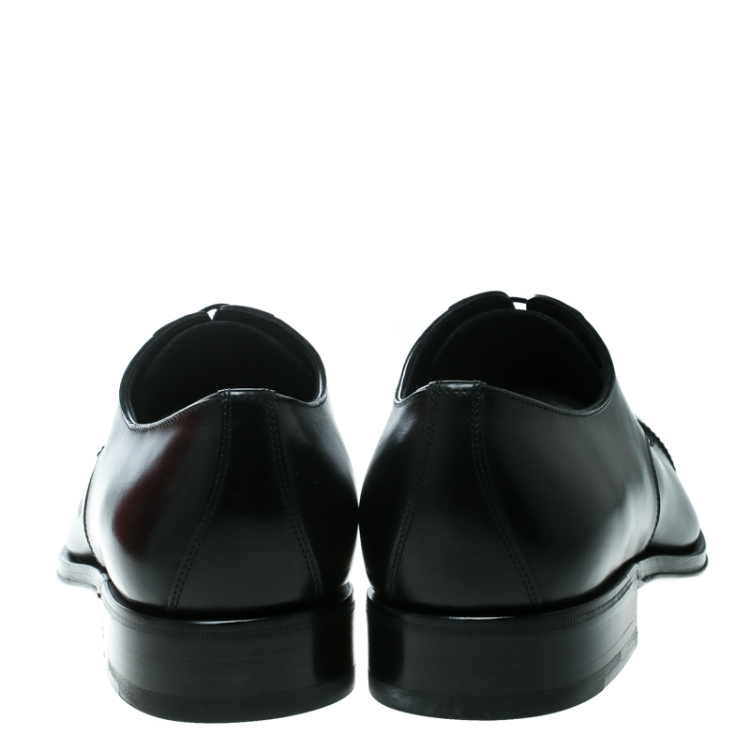 مملوكة مسبقًا Salvatore Ferragamo Black Leather Rand Lace Up Derby Size 41 