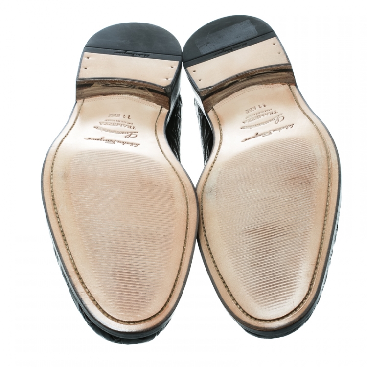 Pre Owned Salvatore Ferragamo Black Crocodile Leather Nordland Derby Size 45