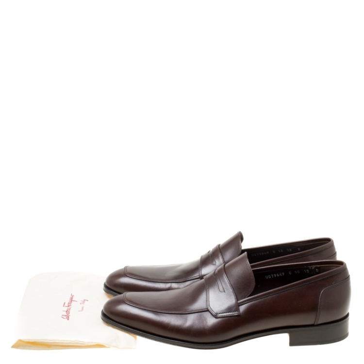 Pre Owned Salvatore Ferragamo Brown Leather Rocco Loafers Size 46