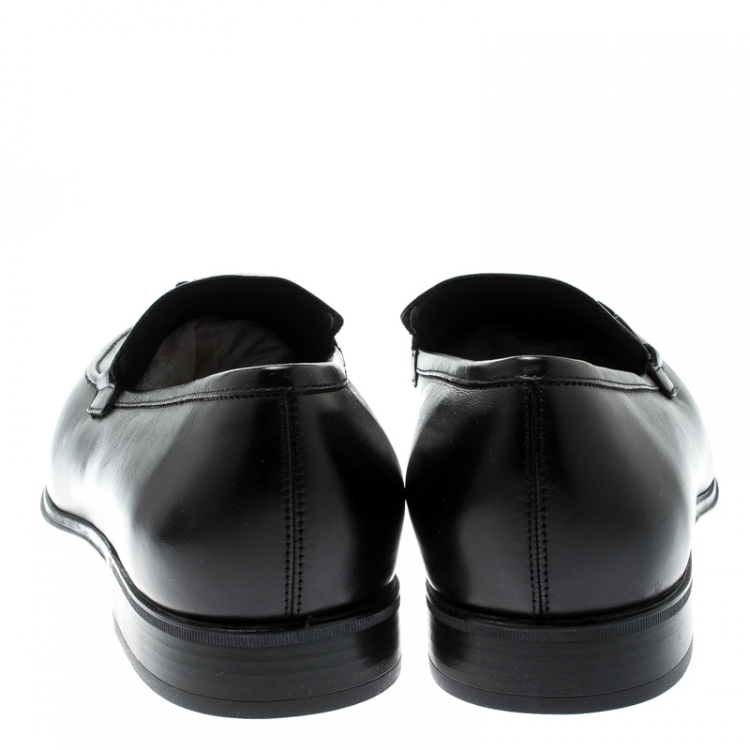 Pre Owned Salvatore Ferragamo Black Leather Rain Lux Loafers Size 42.5
