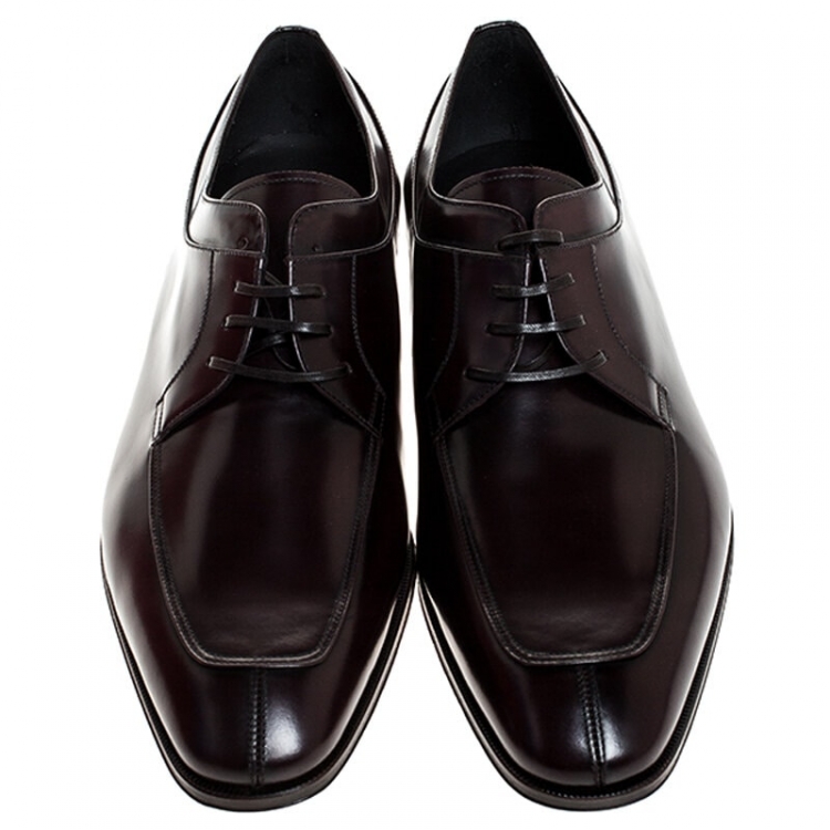 Pre Owned Salvatore Ferragamo Brown Leather Lanier Derby Size 44.5