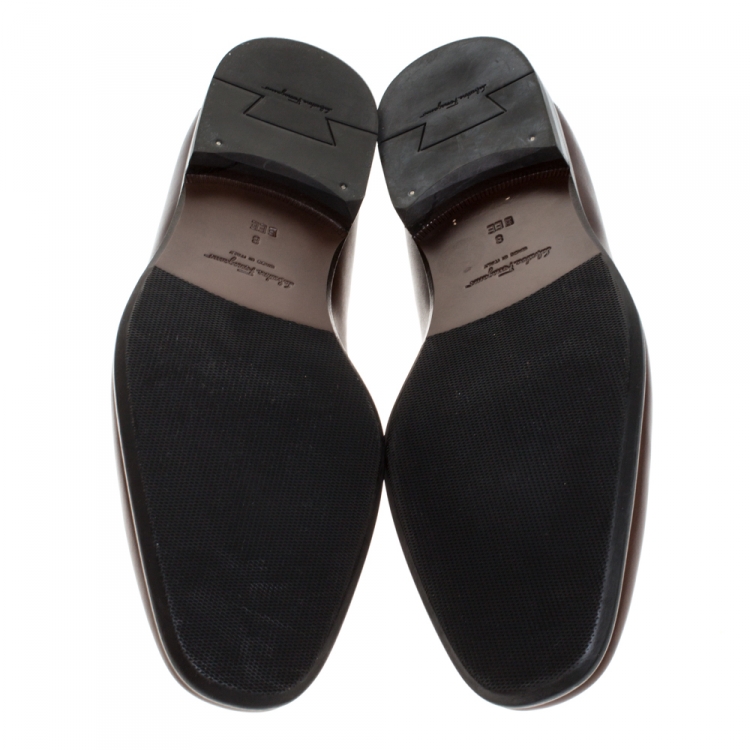 Pre Owned Salvatore Ferragamo Brown Leather Slip On Loafers Size 42
