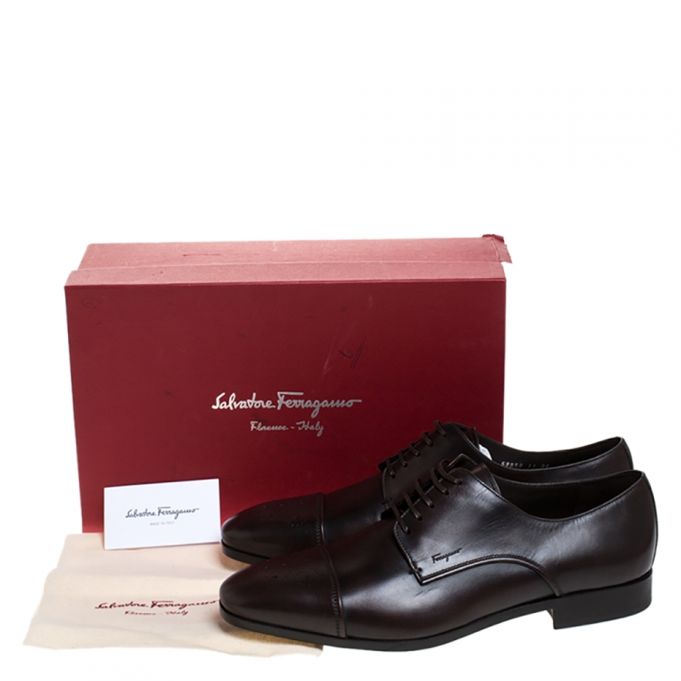 Pre Owned Salvatore Ferragamo Brown Brogue Leather Cairo Derby Size 45