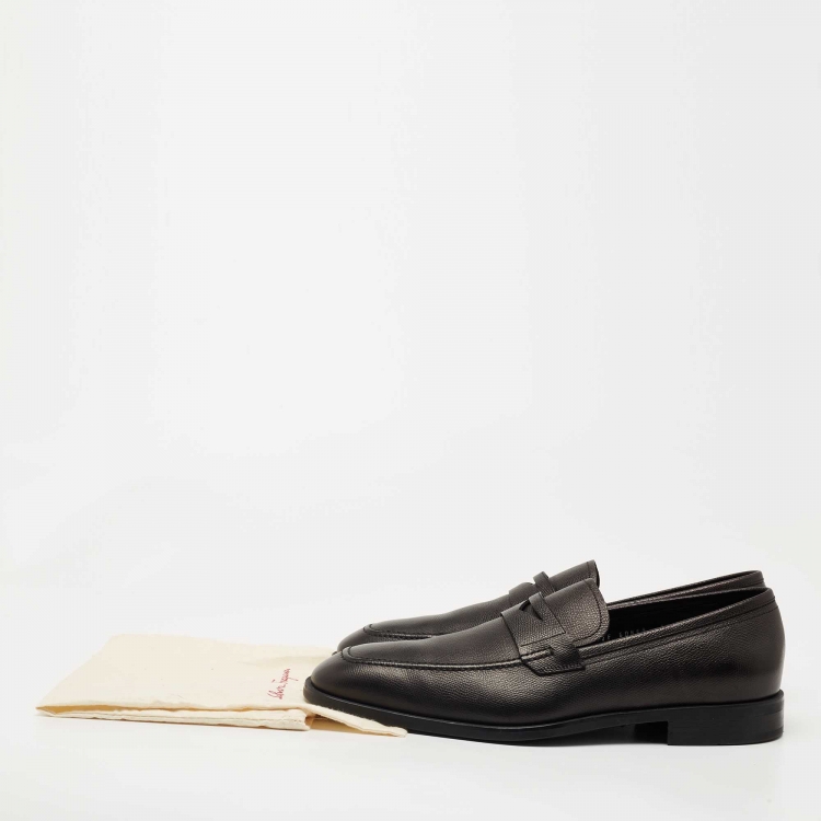 Pre Owned Salvatore Ferragamo Black Leather Penny Loafers Size 44