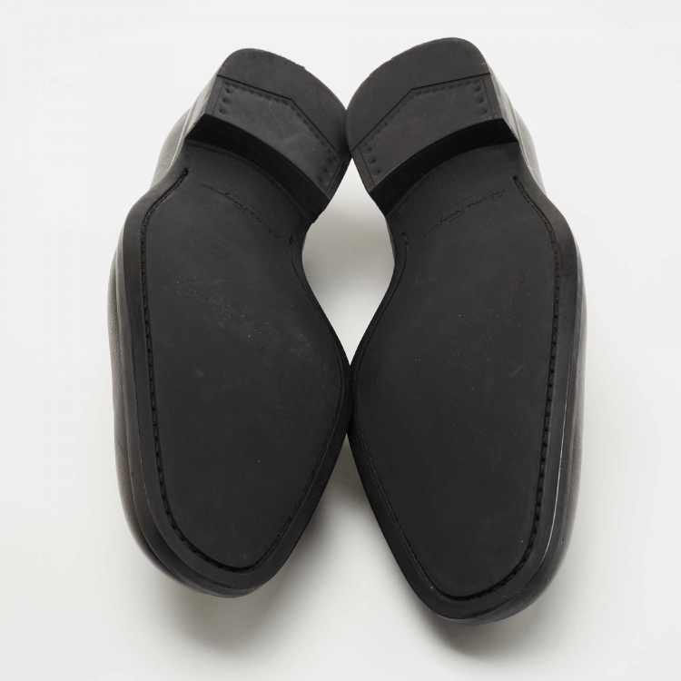 Pre Owned Salvatore Ferragamo Black Leather Penny Loafers Size 44