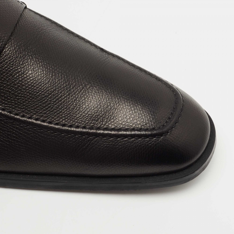 Pre Owned Salvatore Ferragamo Black Leather Penny Loafers Size 44