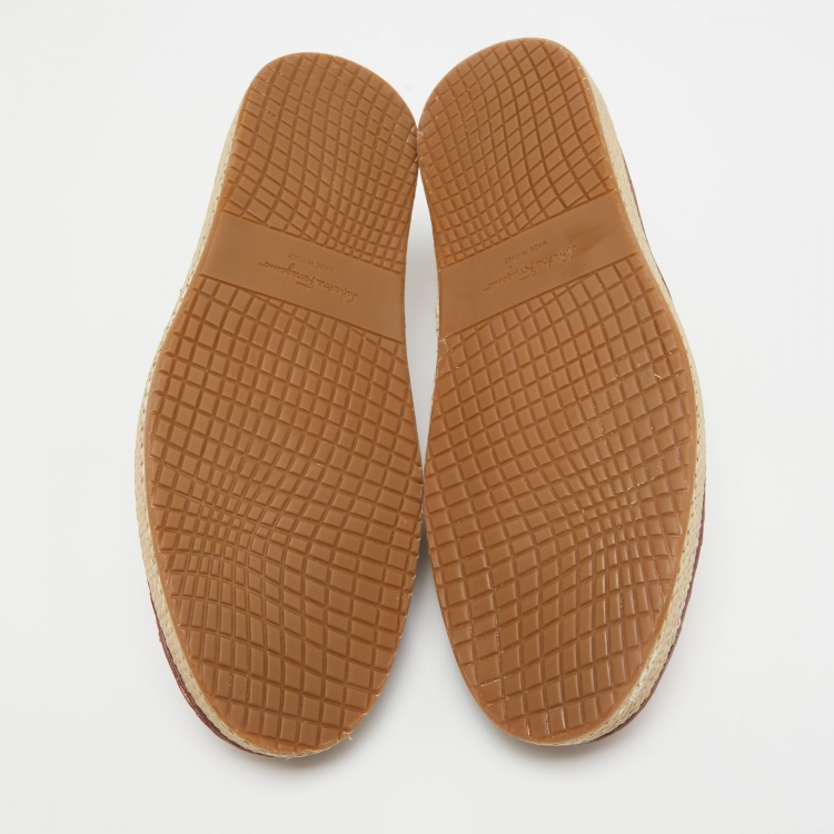 Pre Owned Salvatore Ferragamo Brown Crocodile Lampedusa Espadrilles Size 43