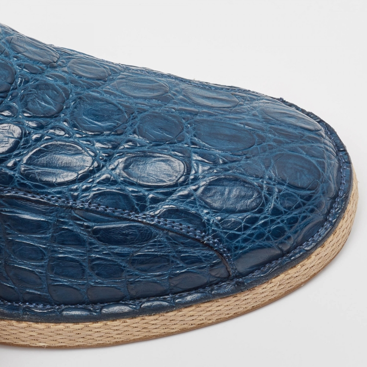 Pre Owned Salvatore Ferragamo Blue Crocodile Lampedusa Espadrilles Size 42.5