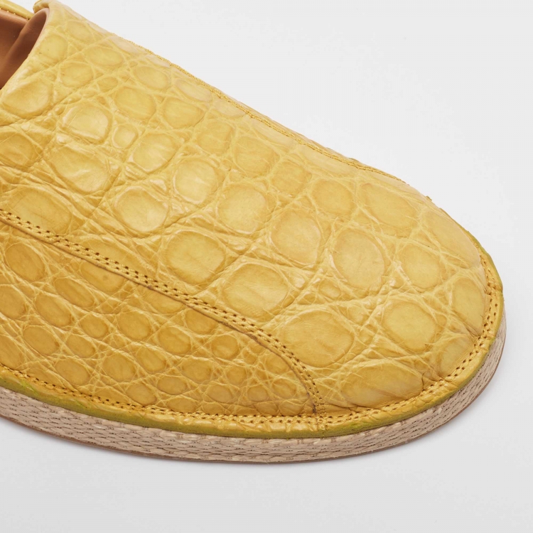 Pre Owned Salvatore Ferragamo Yellow Crocodile Lampedusa Espadrilles Size 44.5