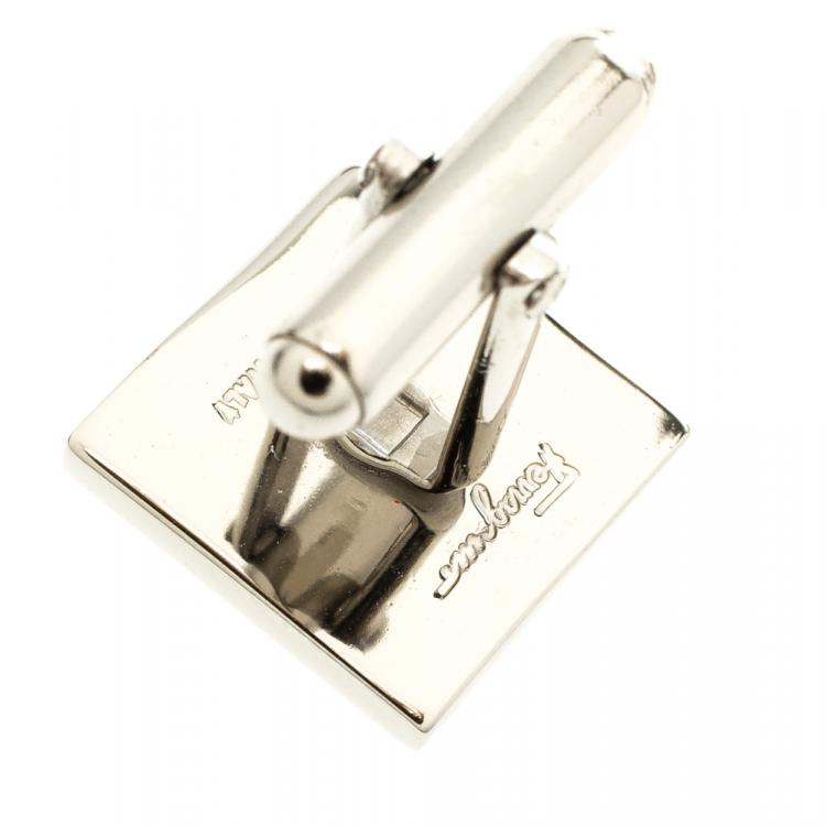 Pre Owned Salvatore Ferragamo Gancini Silver Tone Square Cufflinks