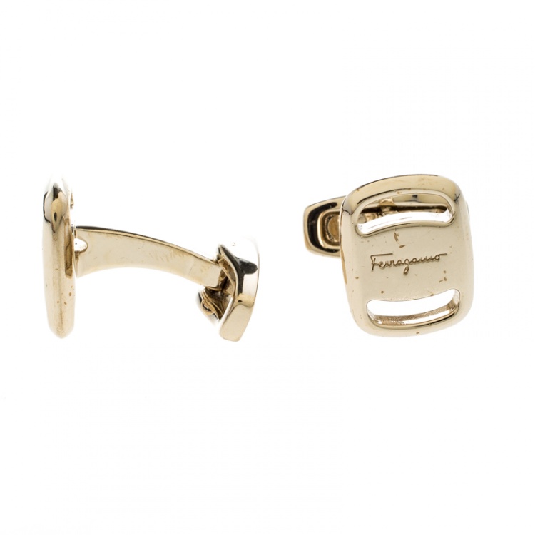 Pre Owned Salvatore Ferragamo Gold Tone Cufflinks