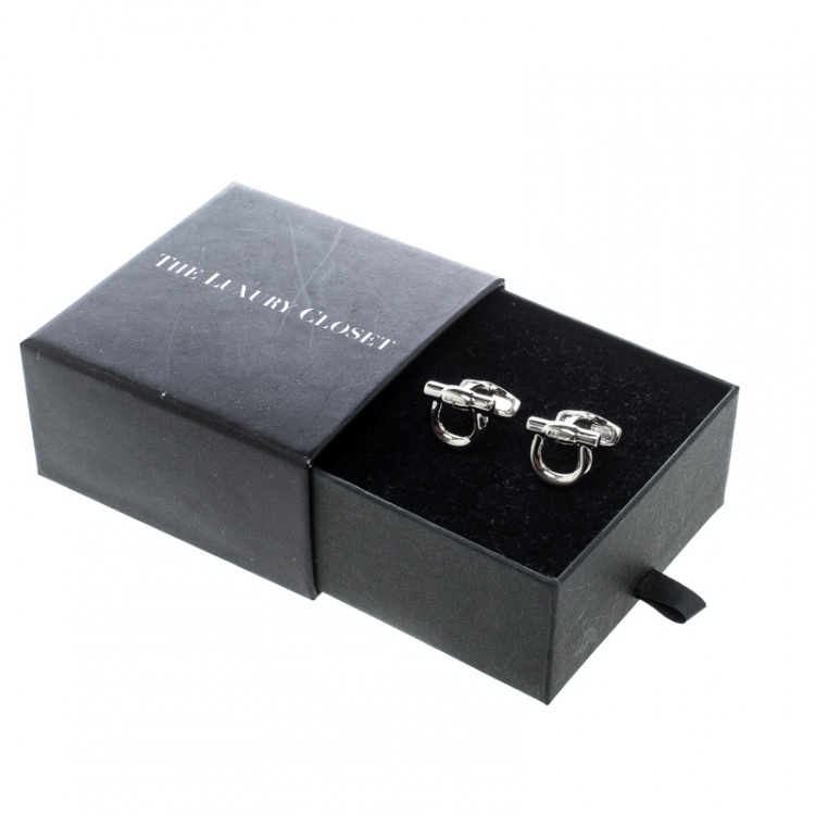 Pre Owned Salvatore Ferragamo Gancini Silver Tone Cufflinks