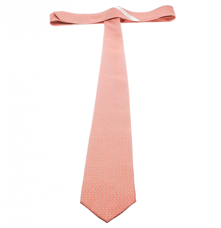 Pre Owned Salvatore Ferragamo Orange Angelfish Printed Silk Traditional Tie