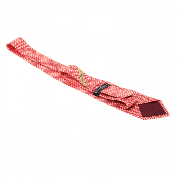 Pre Owned Salvatore Ferragamo Pink Abstract Mini Square Print Tie