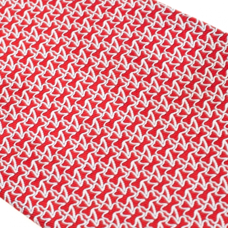 Pre Owned Salvatore Ferragamo Red Clover Printed Silk Tie