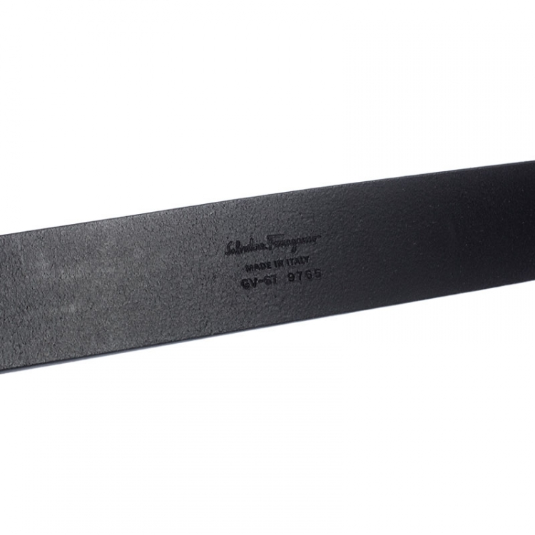Pre Owned Salvatore Ferragamo Black Leather Gancini Belt 105 cm