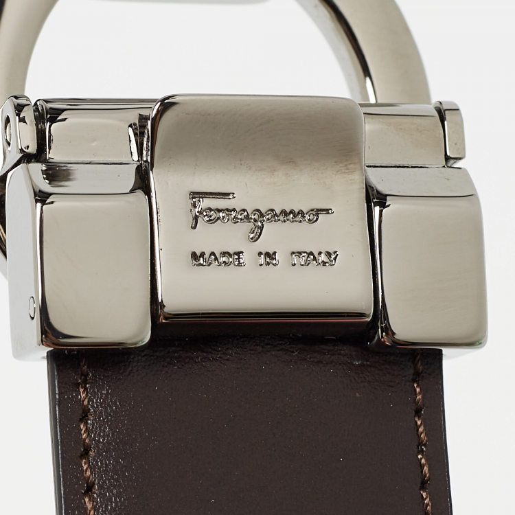Pre Owned Salvatore Ferragamo Black Leather Gancini Cut to Size Belt 105CM